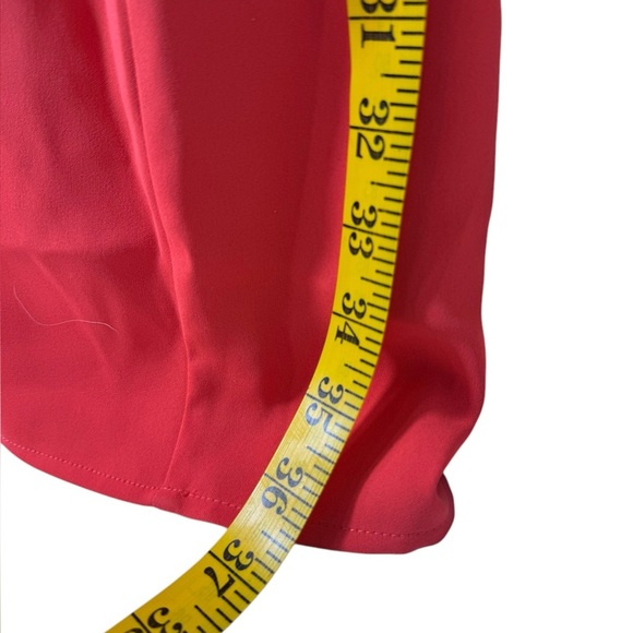 Trina Turk Mock Neck Button Up A-line Dress in Corral Red SZ 4 with Belt - Picture 5 of 9